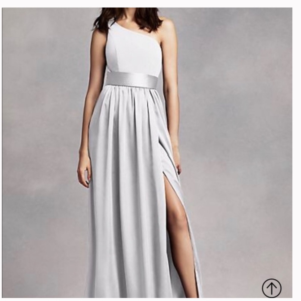 One Shoulder Dress with Satin Sash BY VERA WANG Sz 2 silver